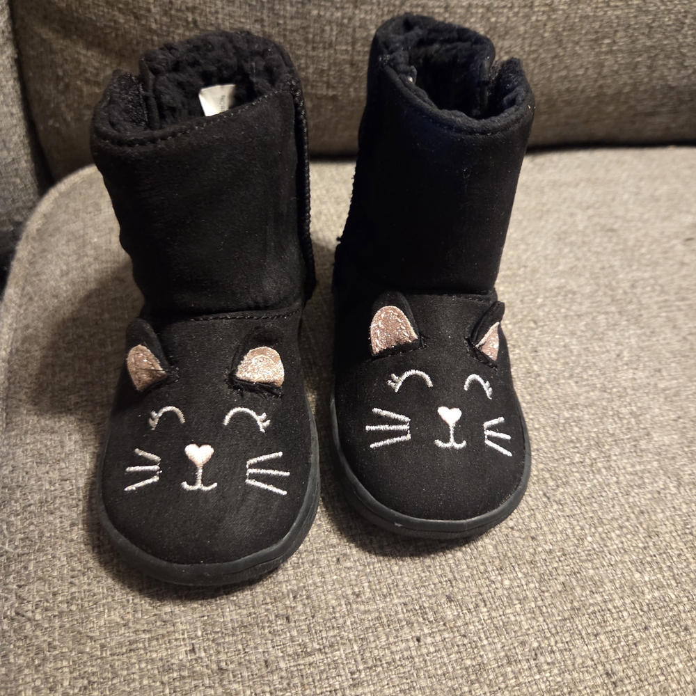Wonder Nation Black Cat Face Kids Boots